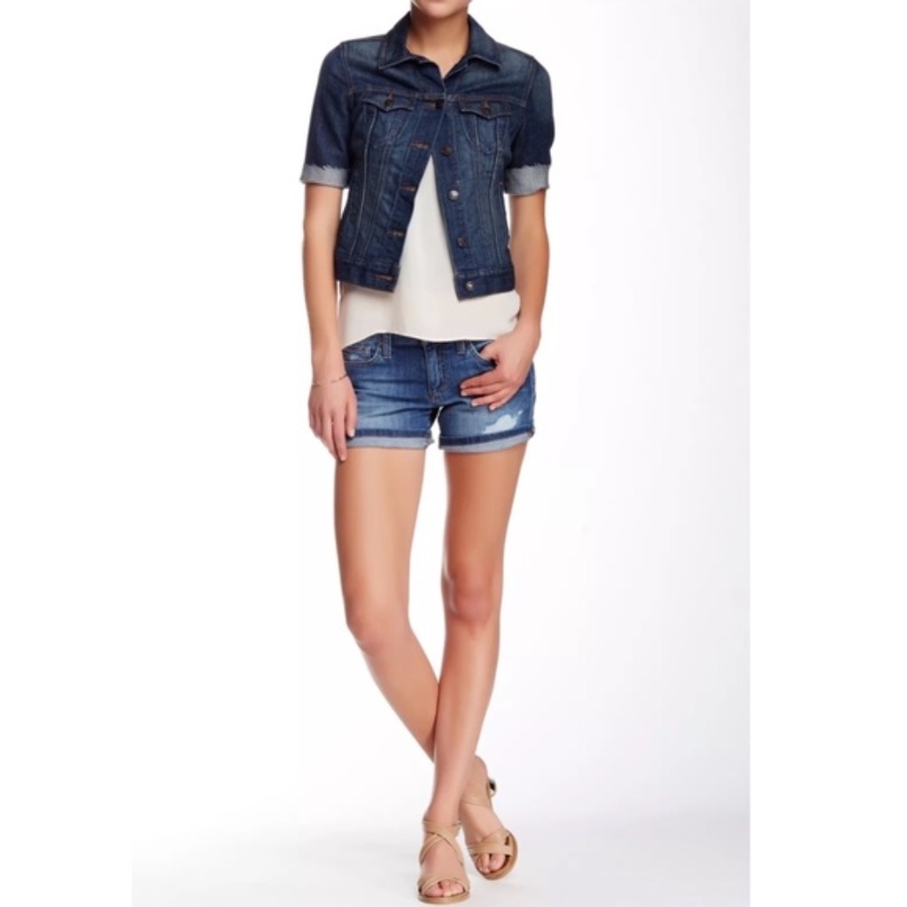 Joe’s Marylee Rolled Blue Distressed Denim Shorts